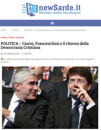 Rassegna stampa, Newsarde: Casini, Francescini e il ritorno della Democrazia cristiana