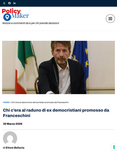 Rassegna stampa, Policy Maker: Chi c’era al raduno di ex democristiani promosso da Franceschini
